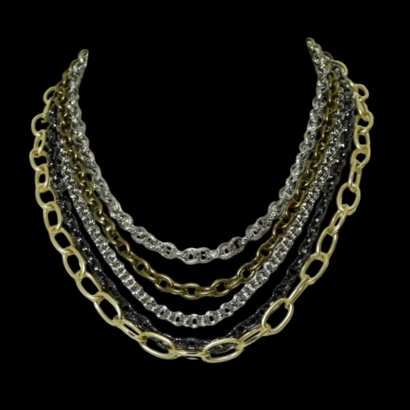 Lia Sophia Multi Strand Two Tone Necklace, 17-20" Long, Mixed Metals - Picture 2 of 6